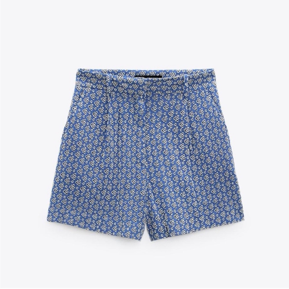 Zara Embroidered High-Rise Shorts, M